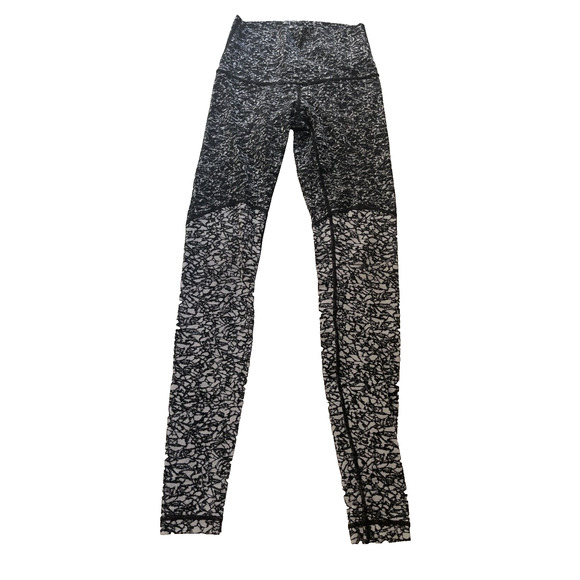 Lululemon Wunder Under Pant Legging Hi-Rise Ice Breaker White Black Iced Wave 6 - Picture 2 of 10